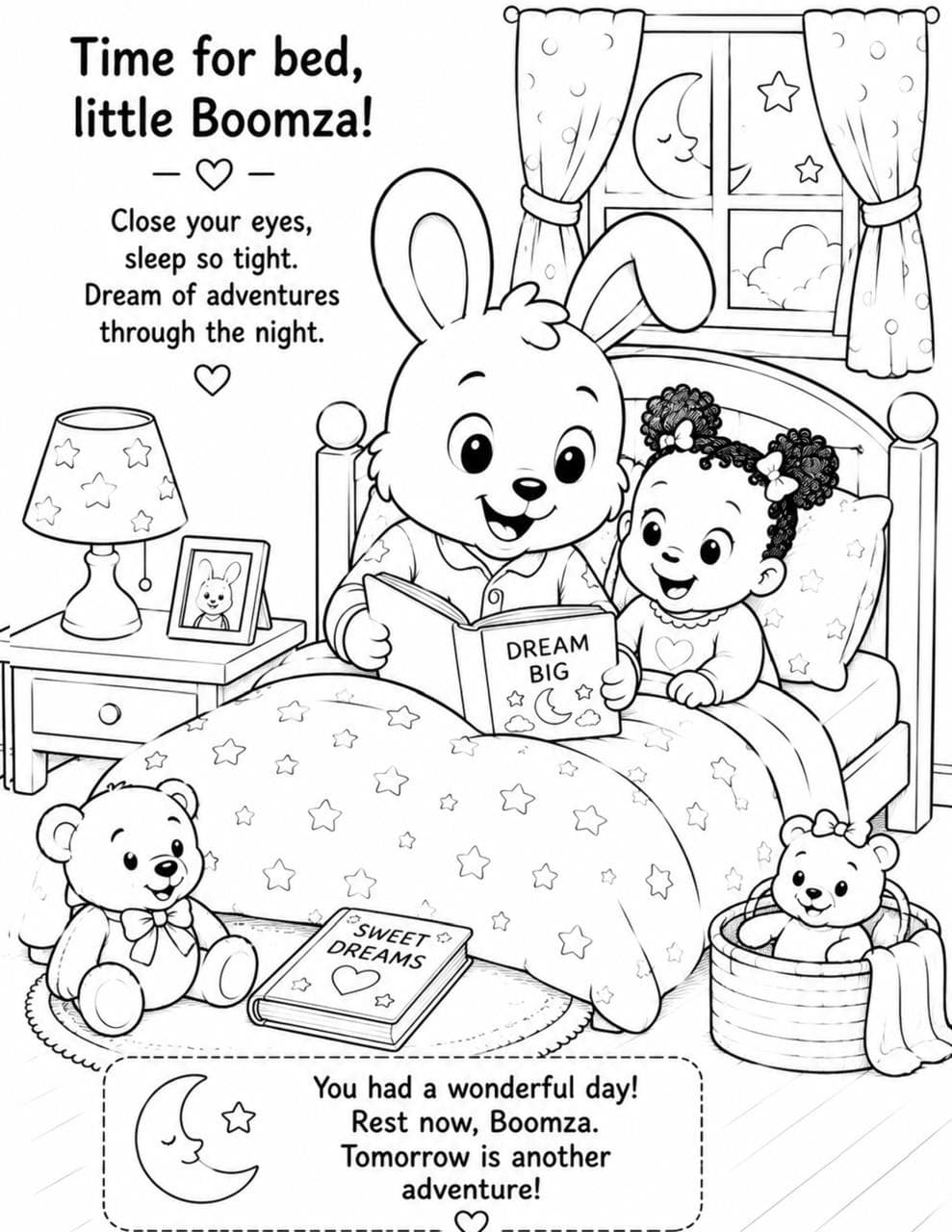 Sweet dreams, Boomza Boomza colouring page