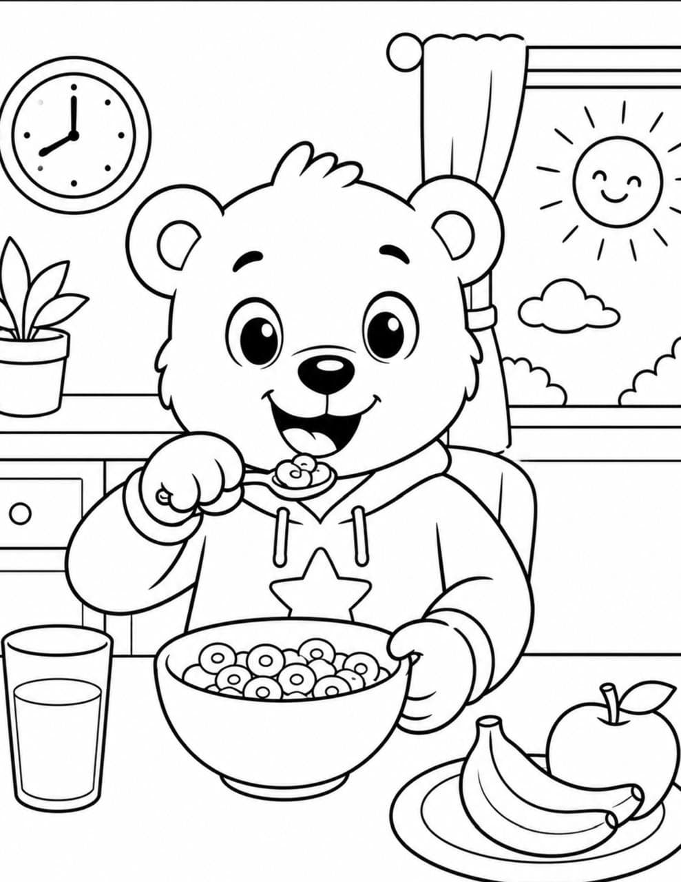 Breakfast time Boomza colouring page