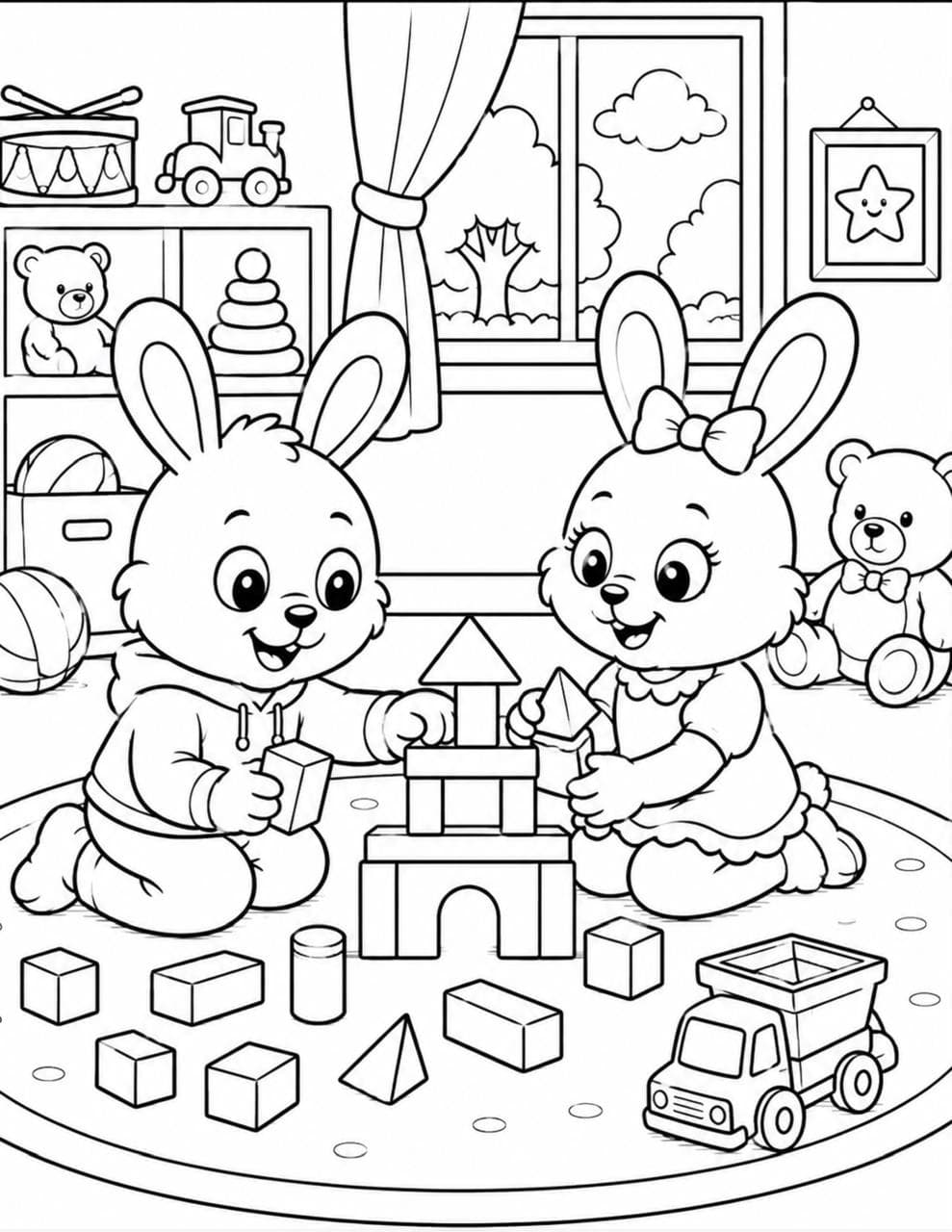 Building together Boomza colouring page